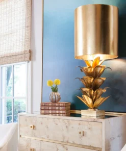 Worlds Away New Arrivals Arianna Table Lamp Gold Leaf