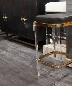 Worlds Away Dorsey Counter Stool Brass And Black Shagreen