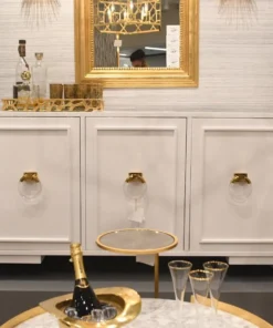 Worlds Away New Arrivals Lyra Three Door Cabinet White And Brass