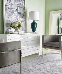 Worlds Away Jenna Chair Nickel And Grey Velvet