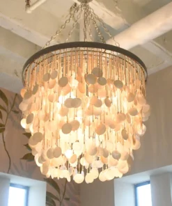 Made Goods Henry Chandelier Capiz Shell And Silver Metal New Arrivals