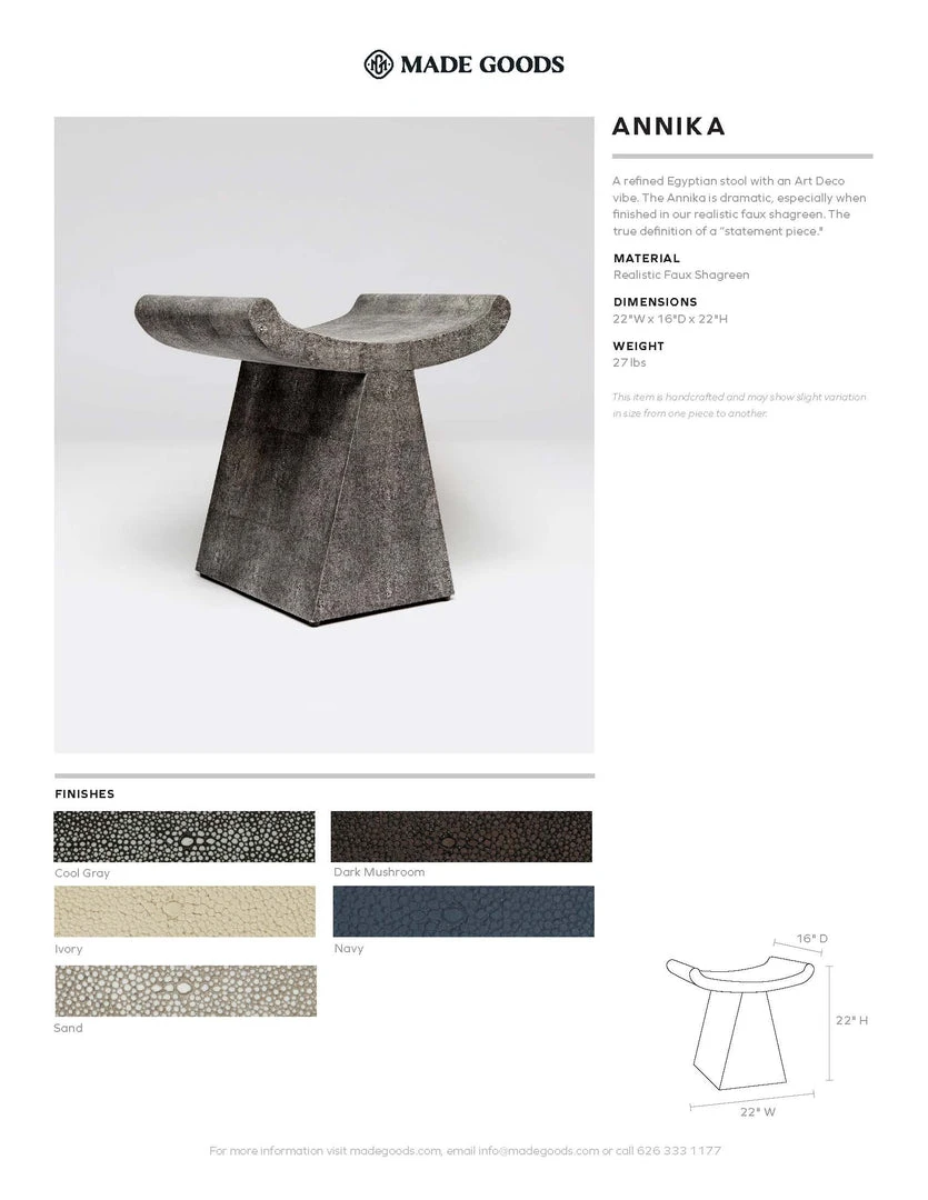 Made Goods Annika Stool Dark Mushroom Faux Shagreen 4 Made Goods Annika Stool Dark Mushroom Faux Shagreen