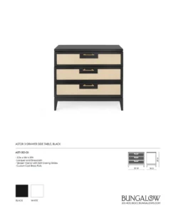 Bungalow 5 Astor 3 Drawer Side Table Black