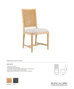 Bungalow 5 New Arrivals Aubrey Side Chair Natural