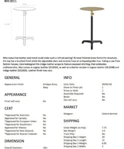 Arteriors Home Addison Short Accent Table Navy Leather New Arrivals