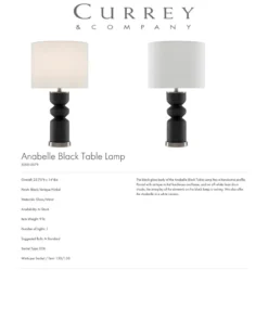 Currey And Company Anabelle Black Table Lamp New Arrivals 7 Currey And Company Anabelle Black Table Lamp New Arrivals