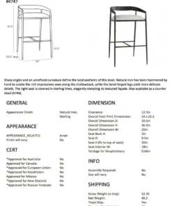 Arteriors Home Ansel Bar Stool