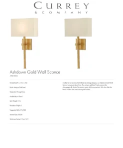 Currey And Company Ashdown Wall Sconce Gold Leaf New Arrivals
