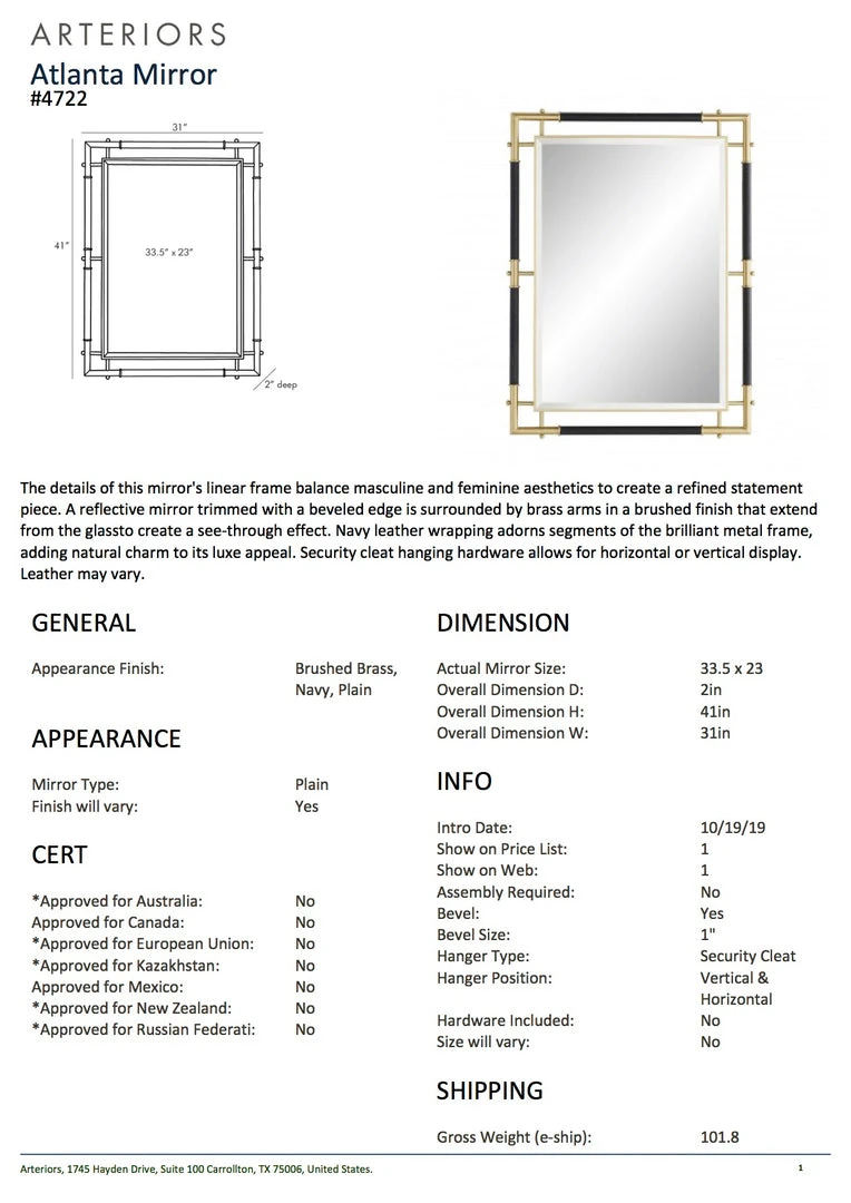 Arteriors Home Atlanta Mirror 8 Arteriors Home Atlanta Mirror