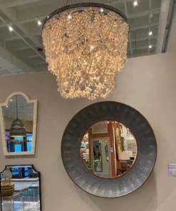 Made Goods New Arrivals Terza Chandelier Clamshell And Silver Metal