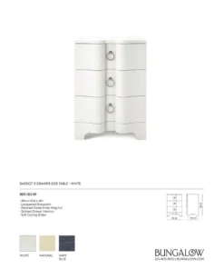 Bungalow 5 New Arrivals Bardot 3 Drawer Side Table White 17 Bungalow 5 New Arrivals Bardot 3 Drawer Side Table White