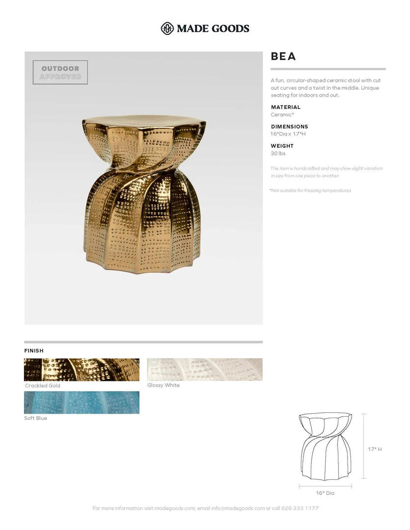 Made Goods Bea Stool Crackled Gold 4 Made Goods Bea Stool Crackled Gold