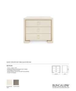 Bungalow 5 New Arrivals Blake 3 Drawer Side Table Blanched Oak 13 Bungalow 5 New Arrivals Blake 3 Drawer Side Table Blanched Oak