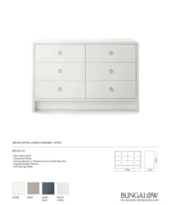 Bungalow 5 New Arrivals Bryant Extra Large 6 Drawer Chest White