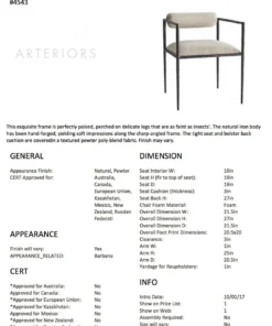 Arteriors Home Barbana Chair Pewter Texture