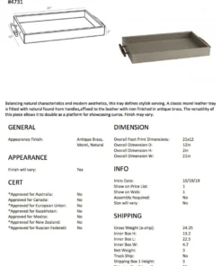 Arteriors Home Bartlett Tray