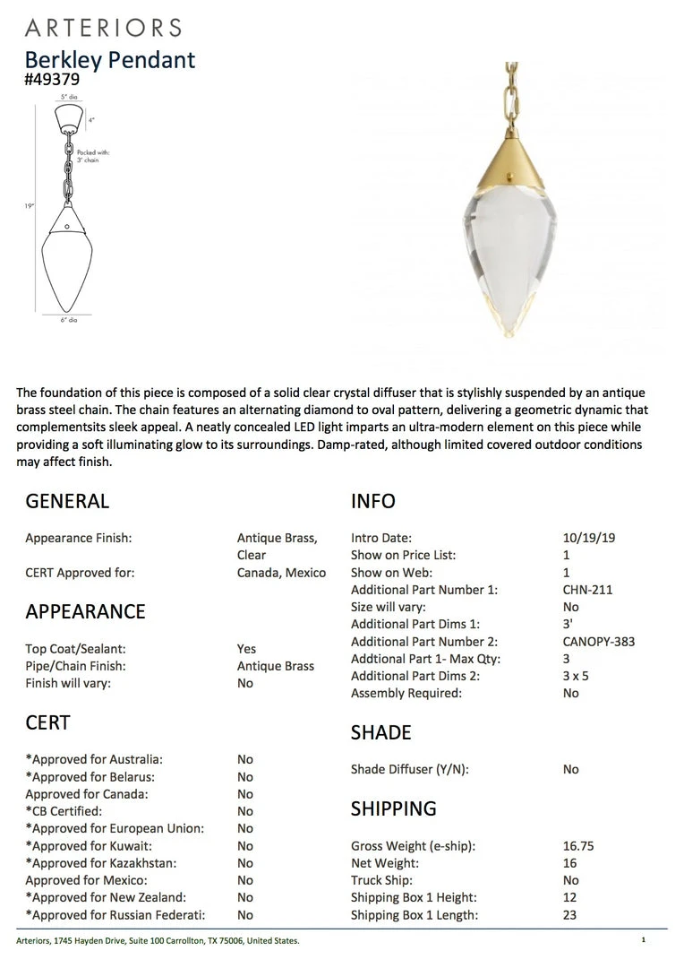 Arteriors Home Berkley Pendant 11 Arteriors Home Berkley Pendant