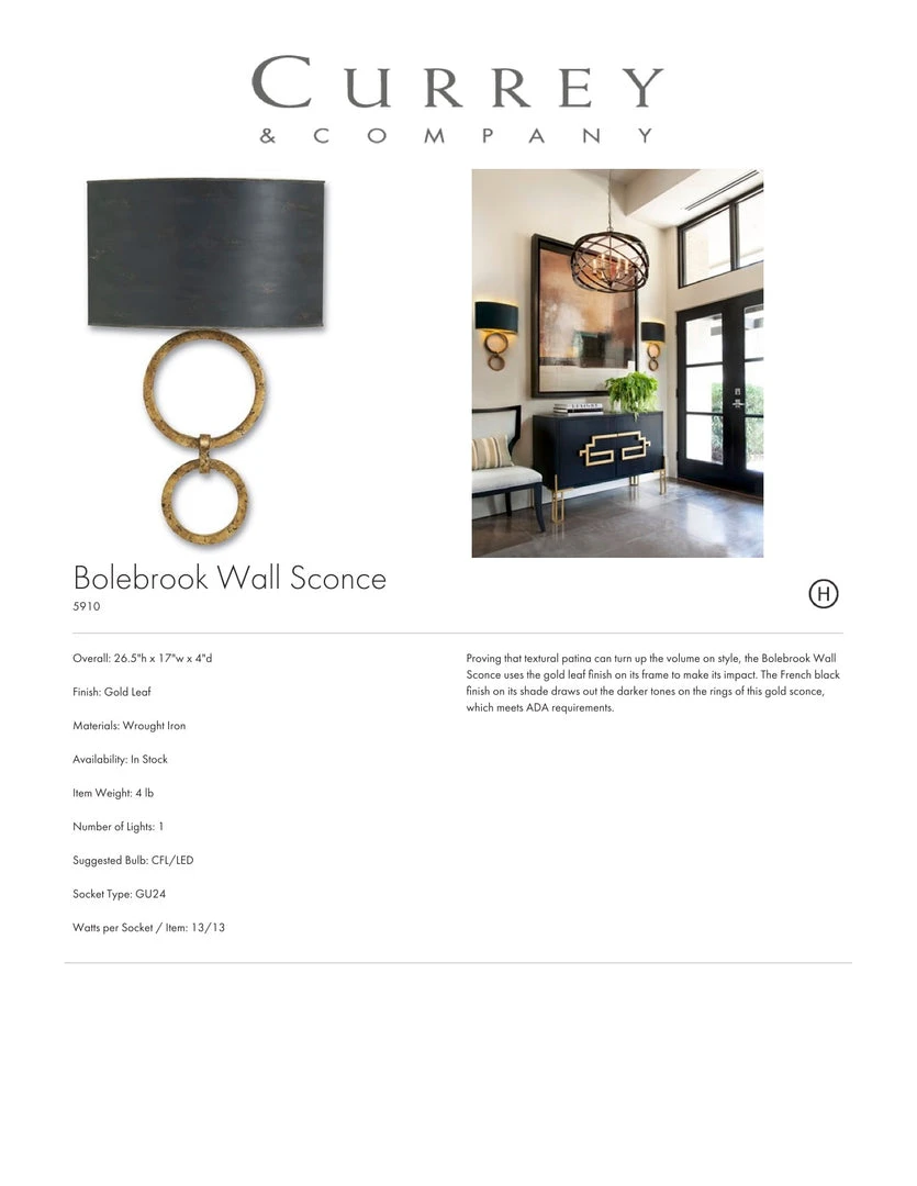Currey And Company New Arrivals Bolebrook Sconce 5 Currey And Company New Arrivals Bolebrook Sconce