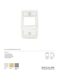 Bungalow 5 New Arrivals Camilla 2 Drawer Side Table White