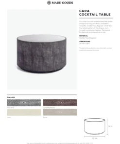 Made Goods Cara Cocktail Table Cool Gray Faux Shagreen New Arrivals