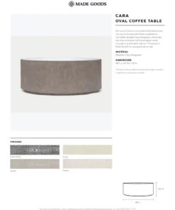 Made Goods Cara Oval Coffee Table Sand Faux Shagreen New Arrivals