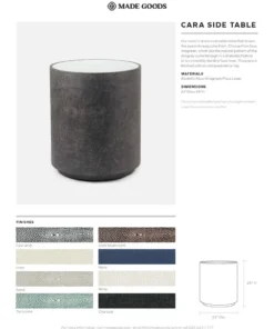 Made Goods Cara Side Table Cool Grey Faux Shagreen New Arrivals