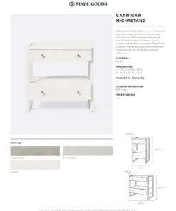 Made Goods Carrigan Single Nightstand Castor Gray Vintage Faux Shagreen