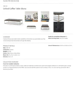 Four Hands New Arrivals Oxford Coffee Table Rialto Ebony Leather