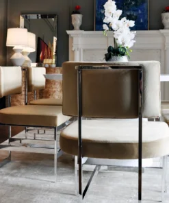 Worlds Away Shaw Chair Nickel And Camel Velvet New Arrivals