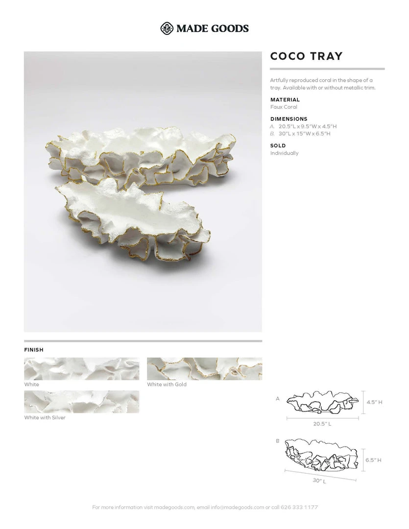 Made Goods Coco Tray White With Gold Faux Coral 6 Made Goods Coco Tray White With Gold Faux Coral