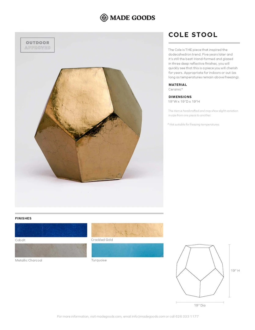 Made Goods New Arrivals Cole Stool Crackled Gold 6 Made Goods New Arrivals Cole Stool Crackled Gold