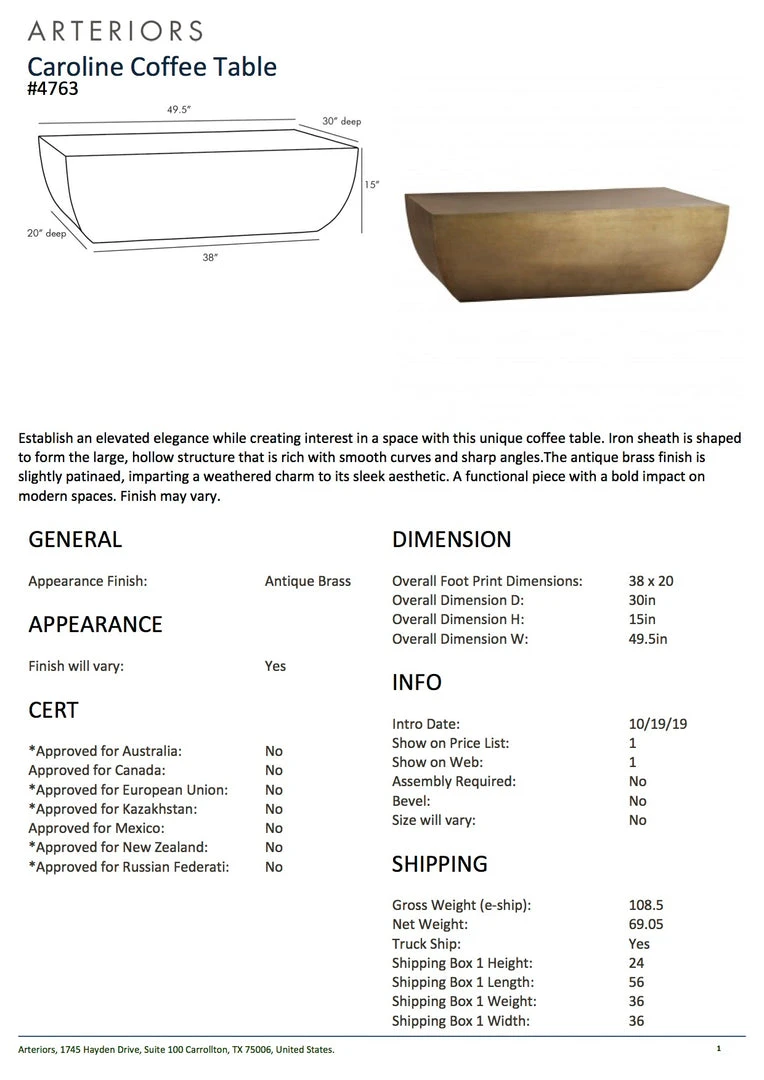 Arteriors Home New Arrivals Caroline Coffee Table 8 Arteriors Home New Arrivals Caroline Coffee Table