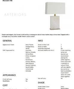 Arteriors Home Carson Lamp White Marble New Arrivals