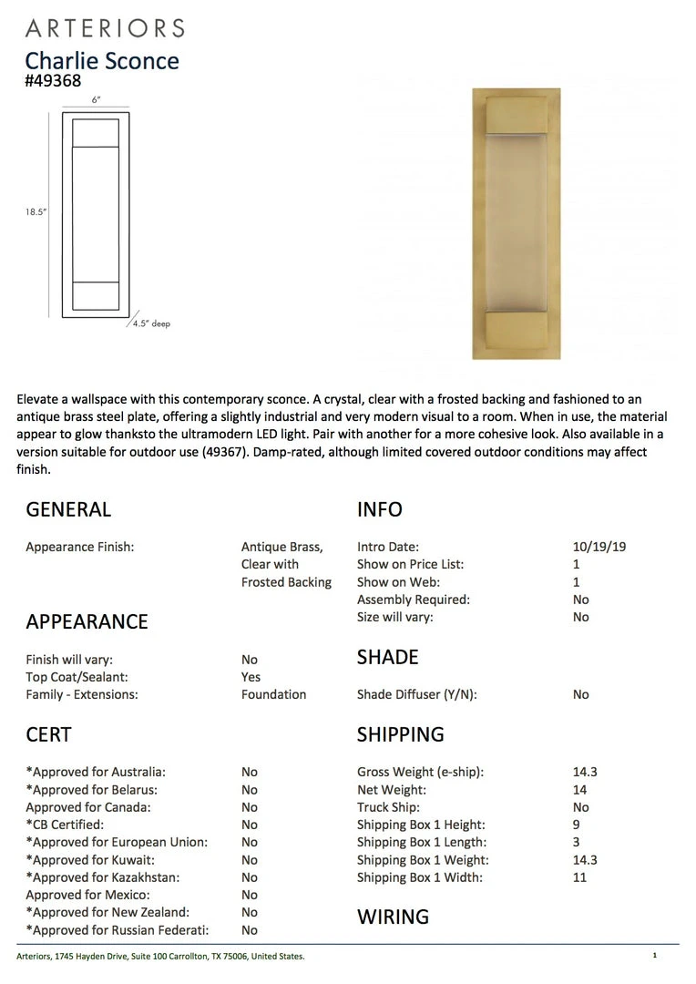 Arteriors Home Charlie Sconce New Arrivals 7 Arteriors Home Charlie Sconce New Arrivals