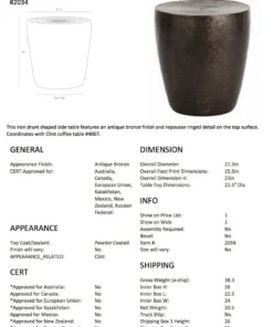 Arteriors Home Clint Side Table Antique Bronze