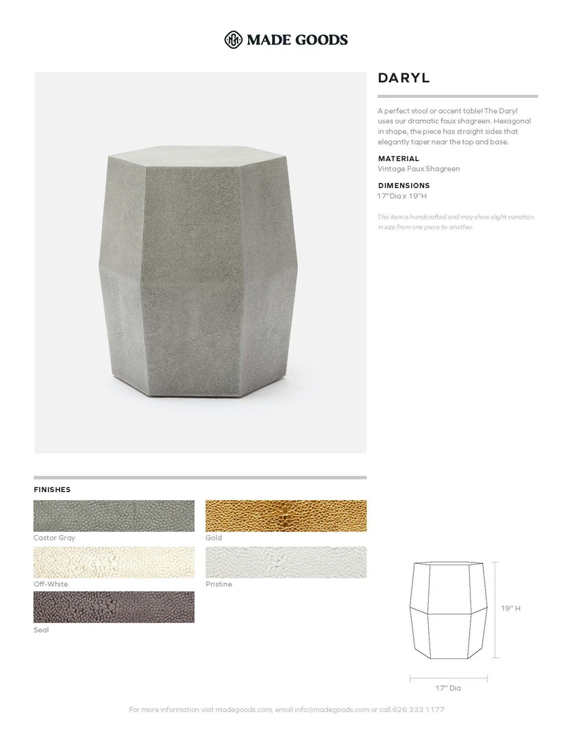 Made Goods New Arrivals Daryl Stool Castor Gray Faux Shagreen 6 Made Goods New Arrivals Daryl Stool Castor Gray Faux Shagreen