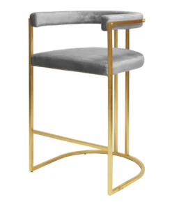 Worlds Away New Arrivals Donovan Bar Stool Grey Velvet And Gold Leaf