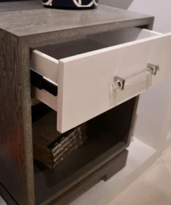 Worlds Away Dakota Side Table Grey Cerused Oak New Arrivals