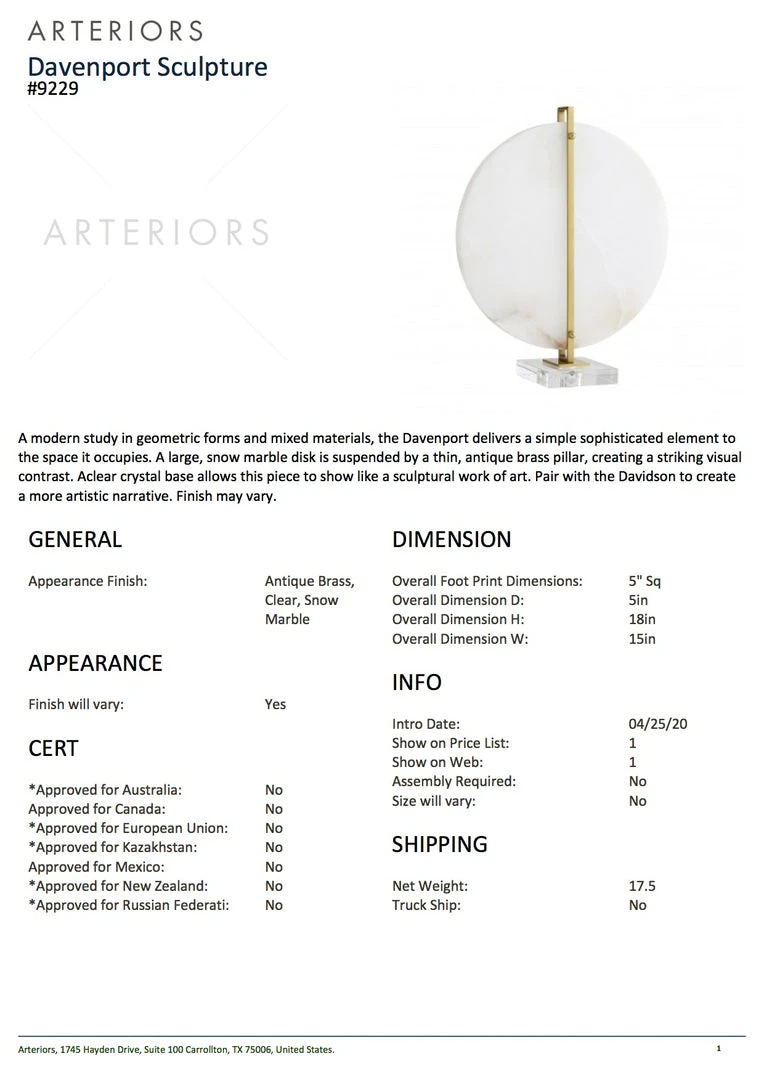 Arteriors Home Davenport Sculpture 9 Arteriors Home Davenport Sculpture