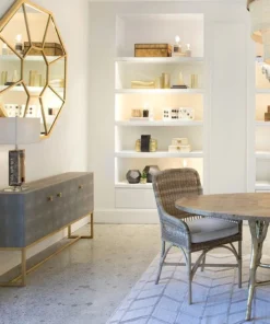 Made Goods New Arrivals Dallon 3 Door Buffet In Cool Gray Faux Shagreen And Gold