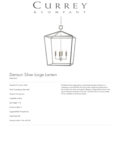 Currey And Company Denison Lantern Silver - 4 Sizes New Arrivals