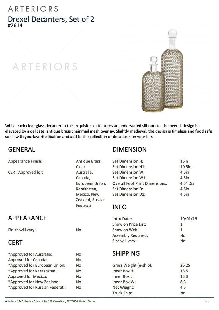 Arteriors Home Drexel Decanters Set Of 2 7 Arteriors Home Drexel Decanters Set Of 2