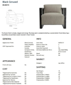 Arteriors Home New Arrivals Duran Chair Fossil Tweed Black Cerused Oak