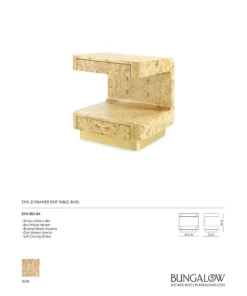 Bungalow 5 Emil Two Drawer Side Table Burl