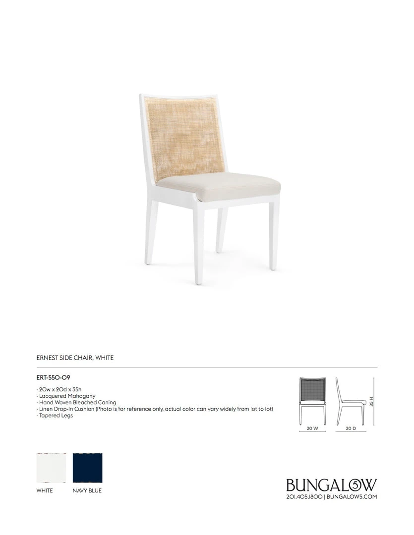 Bungalow 5 New Arrivals Ernest Side Chair White 6 Bungalow 5 New Arrivals Ernest Side Chair White