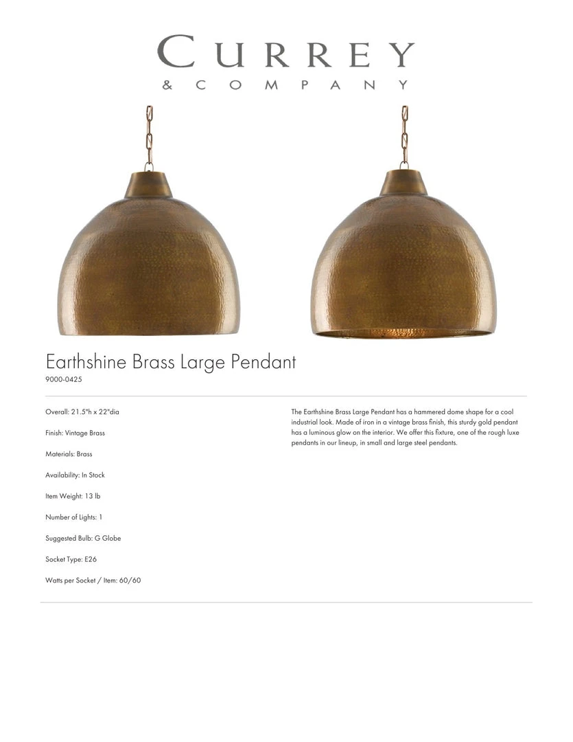 Currey And Company Earthshine Brass Large Pendant New Arrivals 6 Currey And Company Earthshine Brass Large Pendant New Arrivals