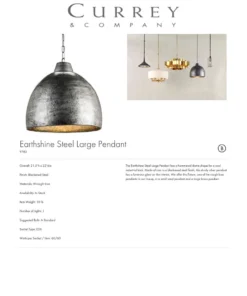 Currey And Company New Arrivals Earthshine Pendant Steel Large