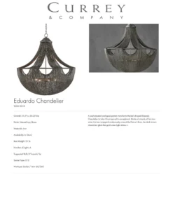 Currey And Company New Arrivals Eduardo Chandelier