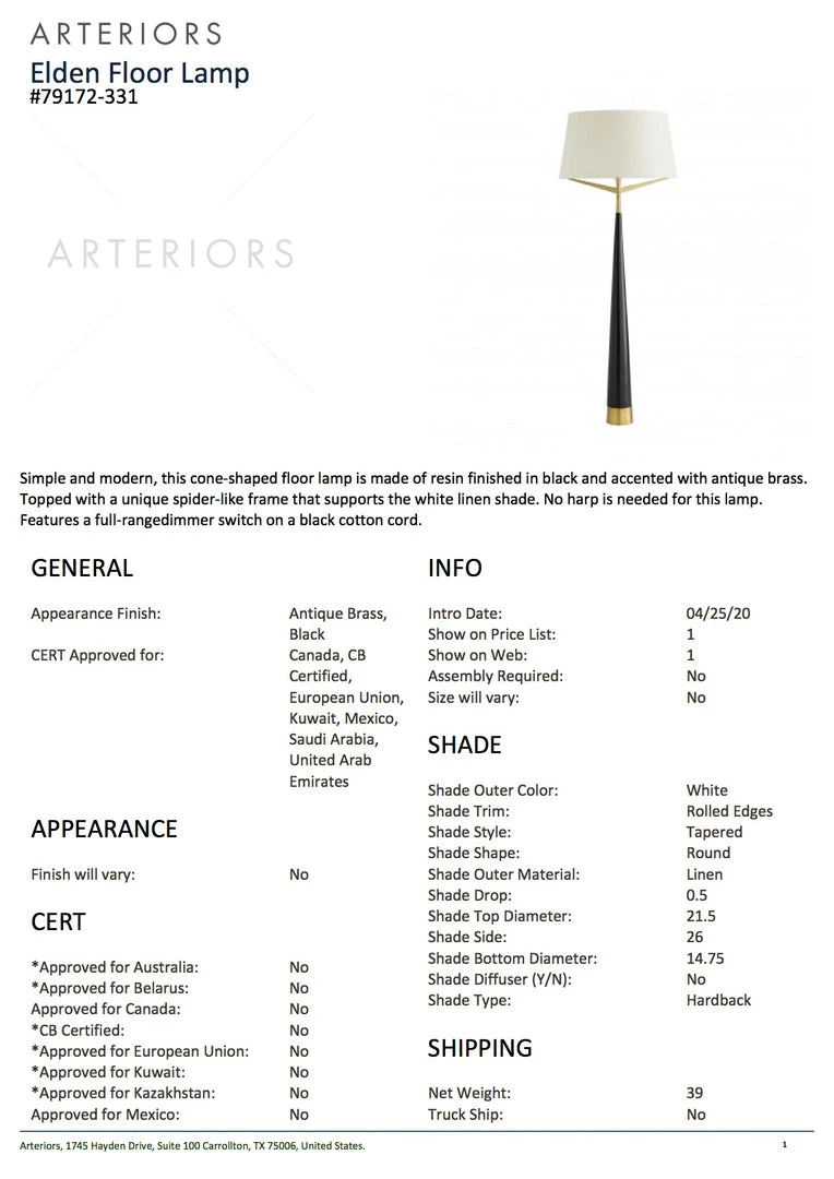 Arteriors Home New Arrivals Elden Floor Lamp Black 7 Arteriors Home New Arrivals Elden Floor Lamp Black