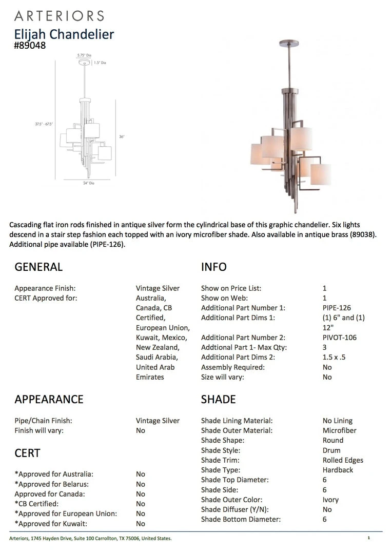 Arteriors Home New Arrivals Elijah Chandelier Silver 6 Arteriors Home New Arrivals Elijah Chandelier Silver